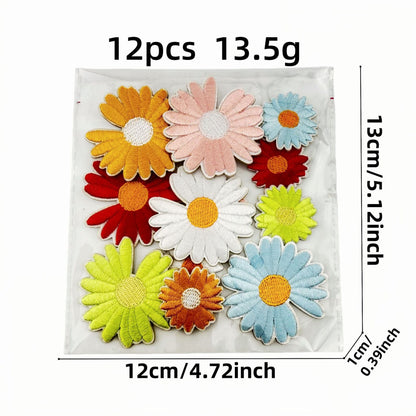 colorful daisy embroidered patches peel and stick self adhesive