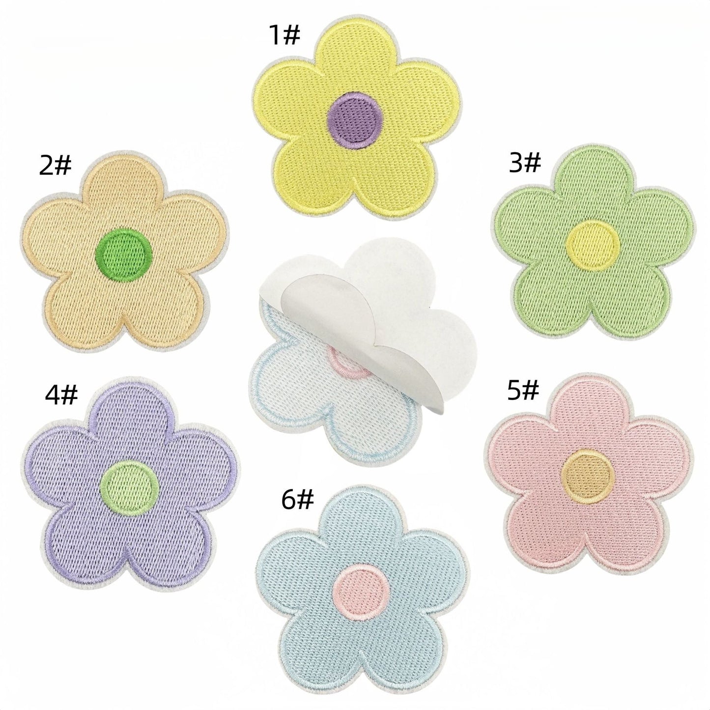 pastel flower embroidered patches peel and stick self adhesive