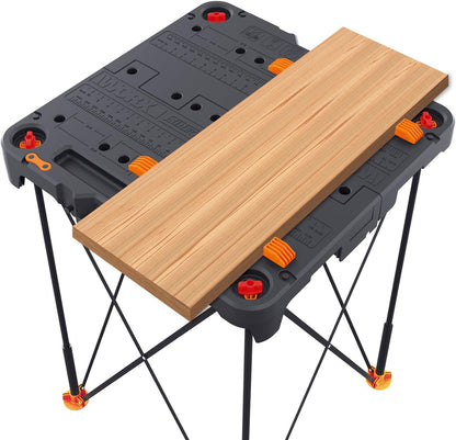2026 Table de Travail et Chevalet Pliant 2-en-1 Worx Pegasus, Banc de Travail Portable Facile à Installer, 31" L x 25" P x 32" H, Léger avec Haute Capacité de Charge, WX051 - Inclut 2 Serres et 4 Brides
