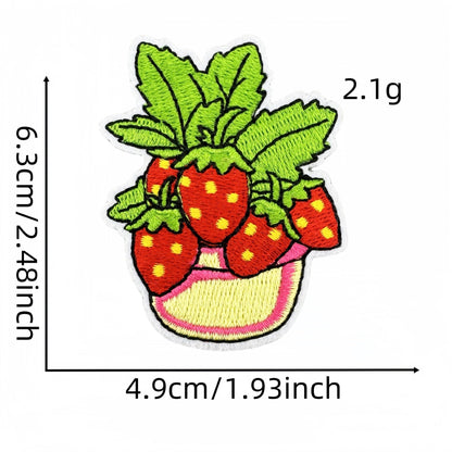strawberry embroidered patches fruit design set iron on