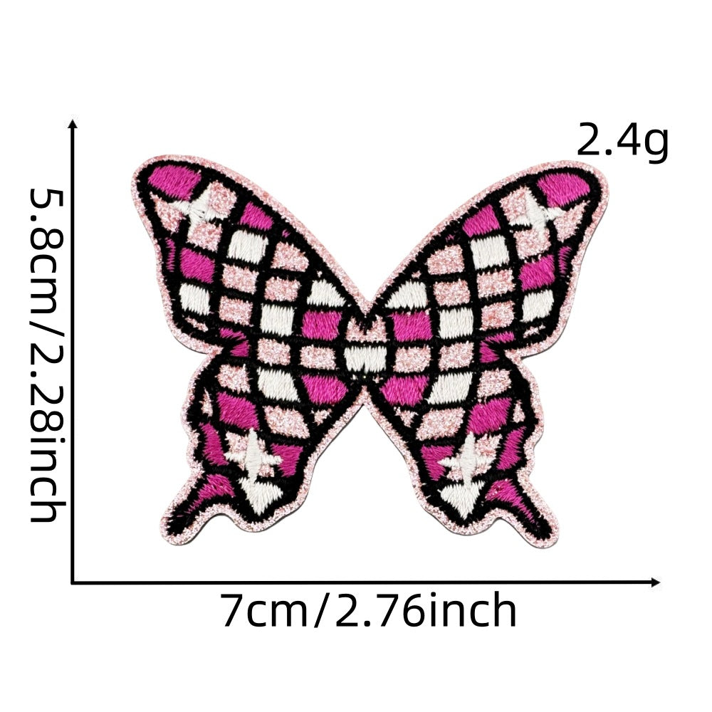 checkered fruit embroidered patches sparkling design iron on