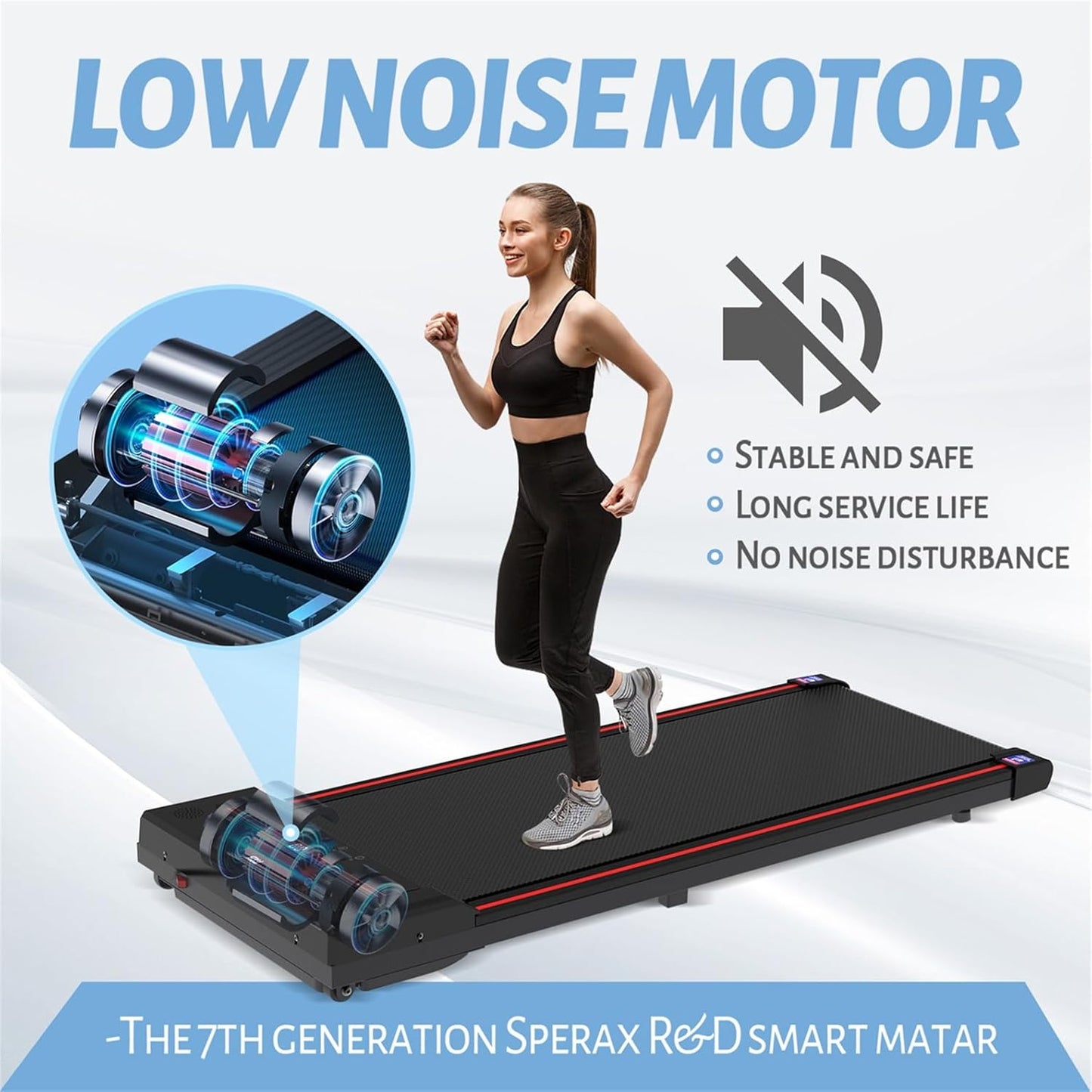 2026 Sperax Tapis de Marche Vibrant avec Application, Tapis de Course 3 en 1 Sous Bureau, 2,5HP Faible Bruit, Tapis de Marche avec Télécommande, Tapis de Course Portable pour Bureau à Domicile