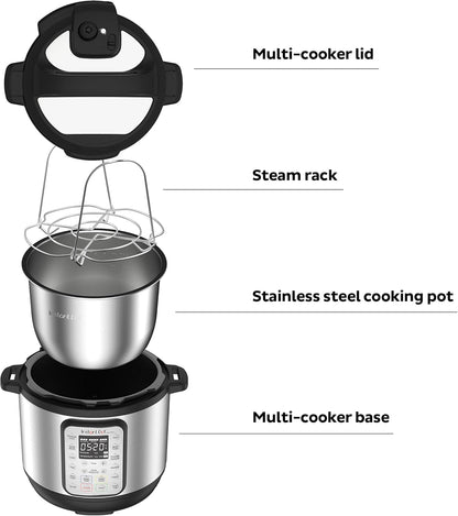 2026 Instant Pot Duo Plus 9-en-1 Multicuiseur, Autocuiseur, Slow Cooker, Cuiseur de Riz, Vapeur, Sauté, Yaourtière, Maintien au Chaud et Stérilisateur, Application Incluse avec Plus de 800 Recettes, Acier Inoxydable, 6 Quarts