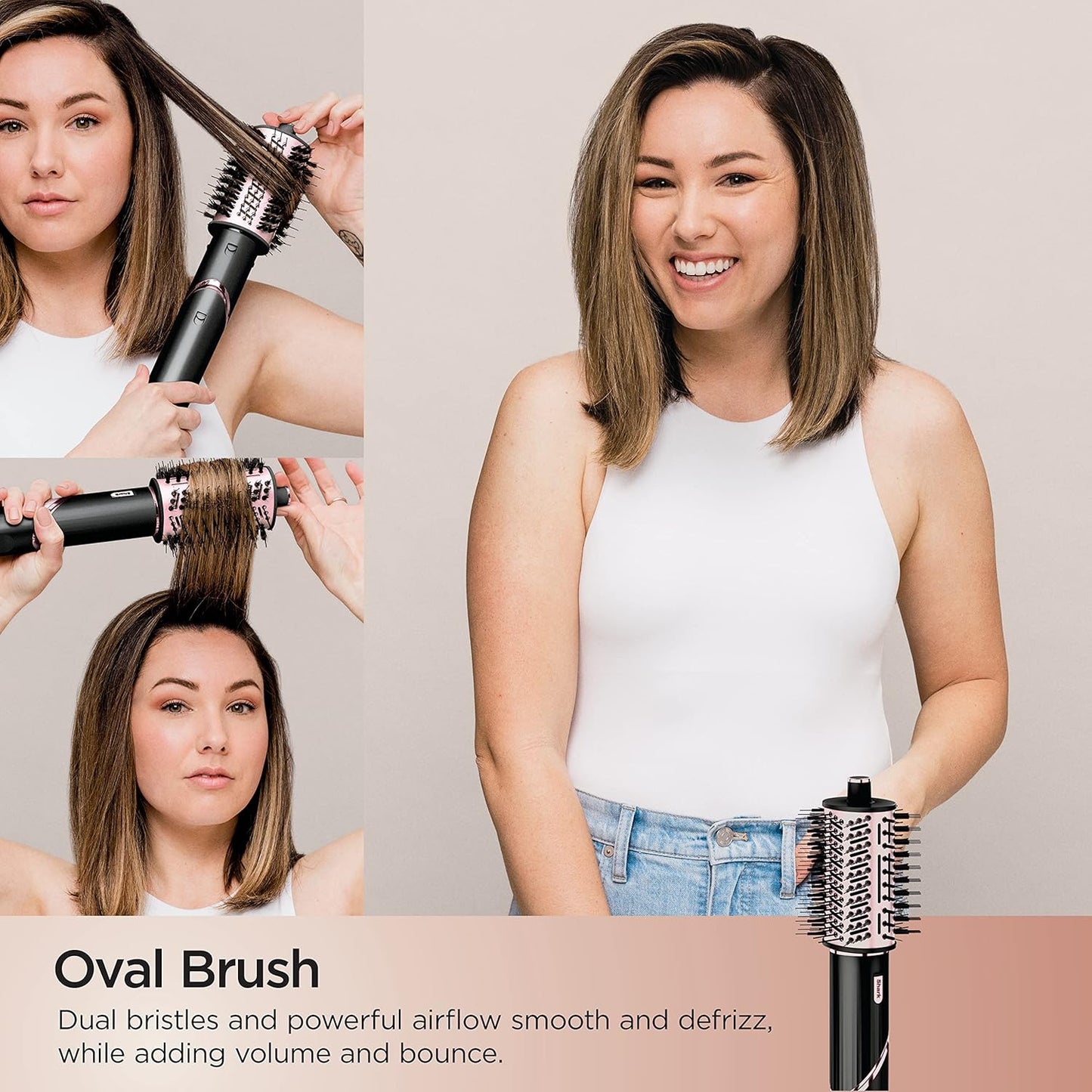 2026 Système de coiffage et de séchage Shark HD430 FlexStyle, sèche-cheveux brosse puissant et multi-styler avec boucleurs Auto-Wrap, brosse plate, brosse ovale et embout concentrateur, coloris Stone