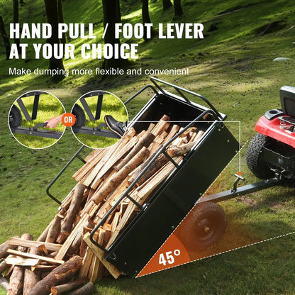 Remorque basculante VEVOR robuste pour VTT, chariot en acier, 750 livres, 15 pieds cubes, remorque utilitaire de jardin avec côtés amovibles pour quad - Fabriqué aux États-Unis