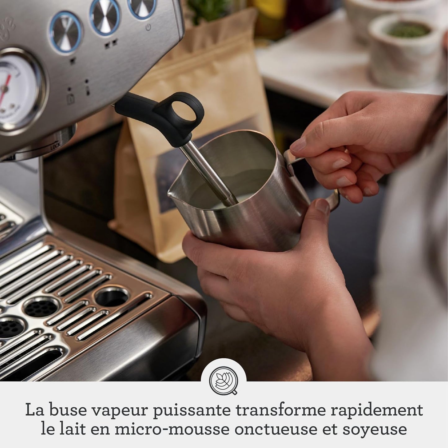 2026 Machine à Café Expresso avec Broyeur Intégré & Mousseur à Lait – Sage Barista Express Impress – Acier Inoxydable Brossé, Expérience Barista à Domicile