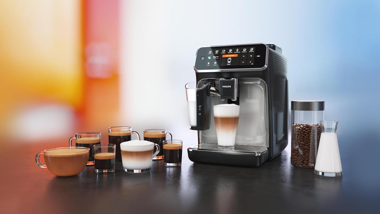 Philips Série 5400 Machine Expresso - Café à Grain - LatteGo Mousseur à Lait, 12 Spécialités de Café, Affichage Intuitif, 4 Profils Utilisateur, Noir (EP5441/50)