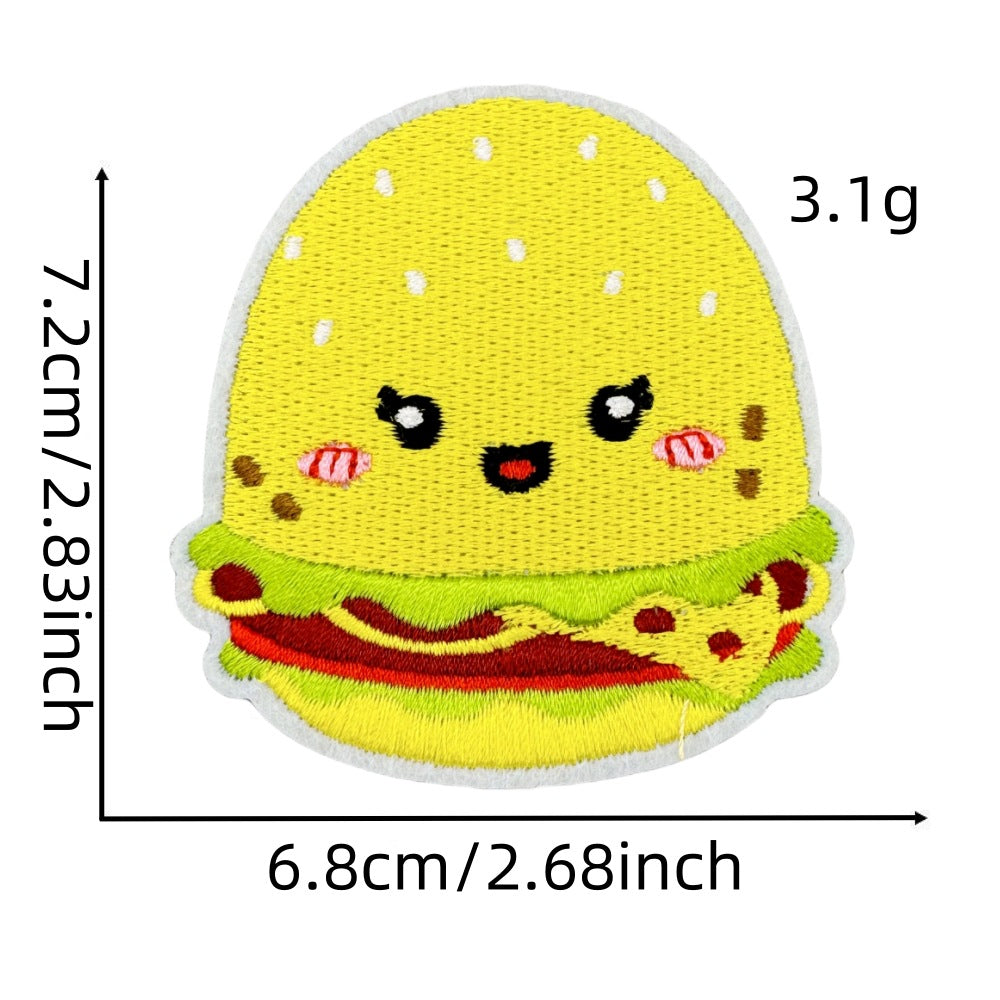 cute food embroidered patches burger boba ice cream iron on