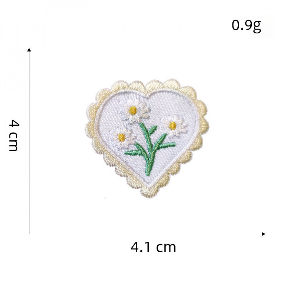 floral heart embroidered patches flower design iron on