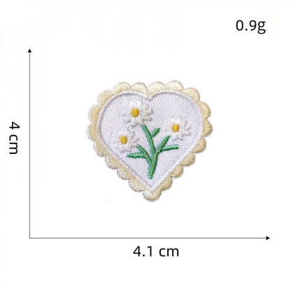 floral heart embroidered patches flower design iron on