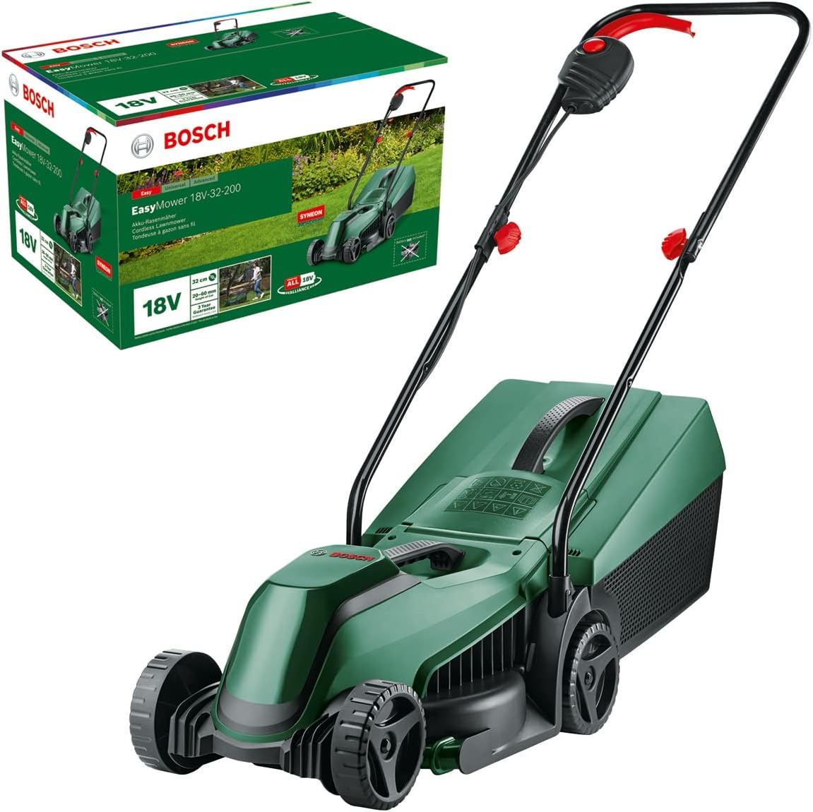 Bosch tondeuse à gazon sans fil CityMower 18V-32-300 (18 V, 1x batterie 4,0 Ah, Moteur Brushless, largeur de coupe : 32 cm, tond jusqu’à 300 m², dans une boîte en carton)