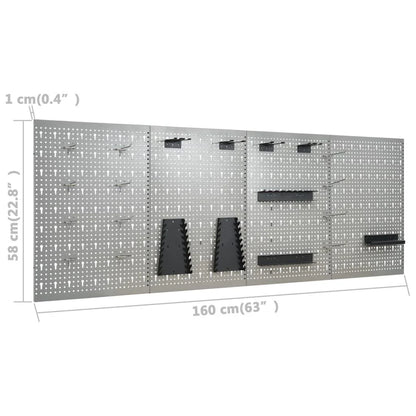 Etabli avec 4 panneaux muraux table de travail poste de travail stockage rangement d'outils 160 cm garage atelier pieds réglables en hauteur 02_0003666