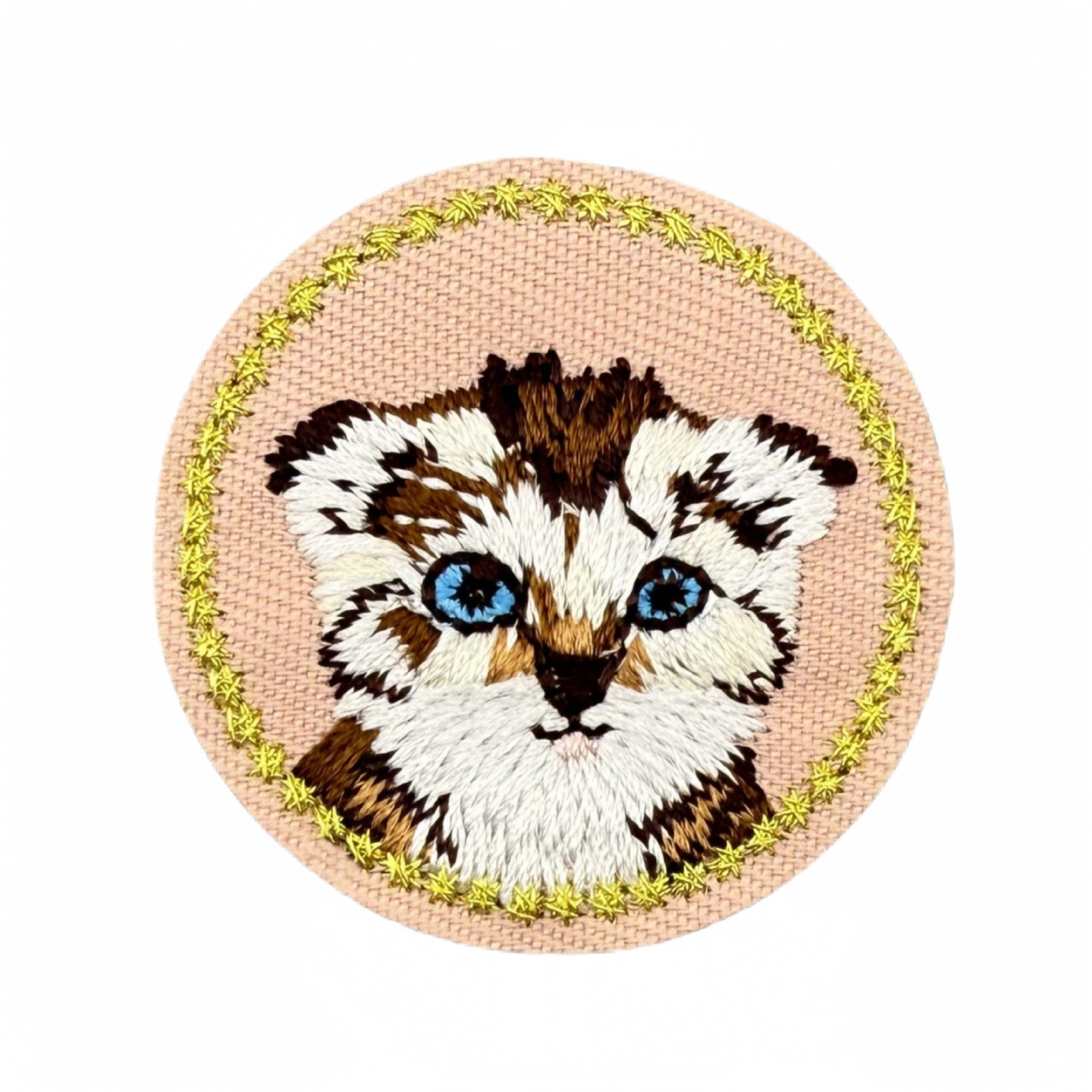 round animal face embroidered patches cat dog fox iron on