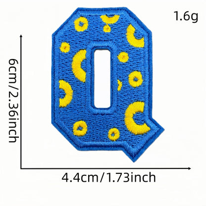 26 letter embroidered patches polka dot pattern A to Z iron on