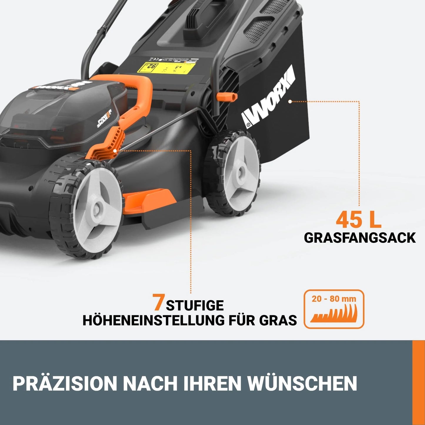 Tondeuse à gazon sans fil WORX WG743E 40V (2026) – Tondeuse à gazon professionnelle avec fonction mulching et batterie PowerShare – Tonte de pelouse sans fil – Idéale pour les jardins jusqu'à 500 m²