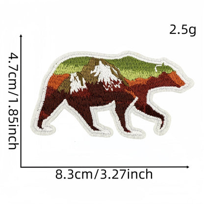 scenic bear embroidered patches nature landscape design iron on