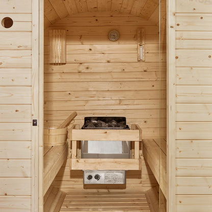 Sauna tonneau 2026 au Spitzberg avec four à sauna