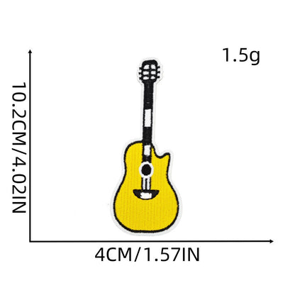 colorful guitar embroidered patches music instrument iron on