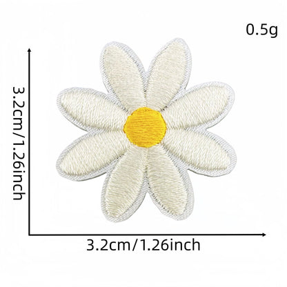 daisy flower embroidered patches multicolor floral set iron on