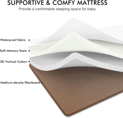Berceau à bascule 2026 pour bébé, berceau cododo avec matelas confortable et roulettes, réglable en hauteur sur 6 positions, facilement pliable, berceau cododo portable pour nouveau-nés