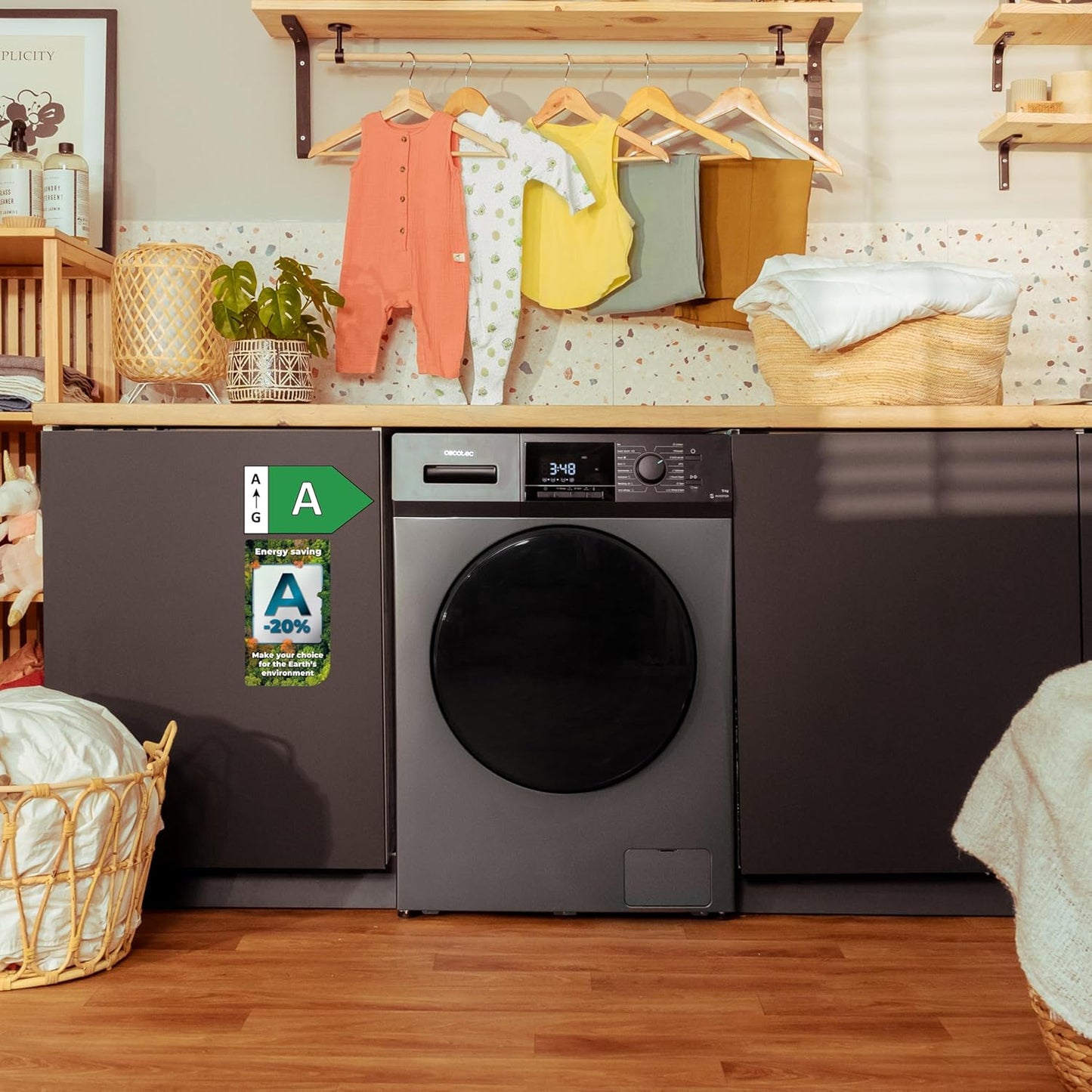 Cecotec Lave-Linge 9Kg Chargement Frontal Bolero Dresscode 9410 Inverter A. 1900W, 1400 tr/min Réglable, 16 Programmes, Faible Consommation d'Énergie, Vapeur, Stérilisation du Linge