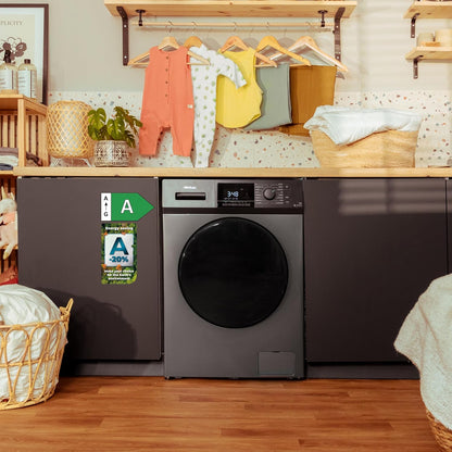 Cecotec Lave-Linge 9Kg Chargement Frontal Bolero Dresscode 9410 Inverter A. 1900W, 1400 tr/min Réglable, 16 Programmes, Faible Consommation d'Énergie, Vapeur, Stérilisation du Linge