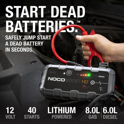 2026 NOCO Boost HD GB70 2000A 12V UltraSafe Démarreur de Saut Portable Lithium