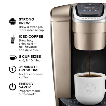 2026 Keurig K-Elite – Machine à Café à Dosettes K-Cup à Portion Unique, Finition Brossée Slate, Programmable pour Café Chaud et Glacé