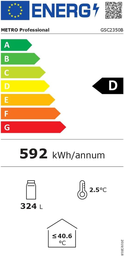 METRO Professional Réfrigérateur à Boissons GSC2360B, Acier/Verre, 62 x 63.6 x 175.3 cm, 347 L, avec Serrure, Noir