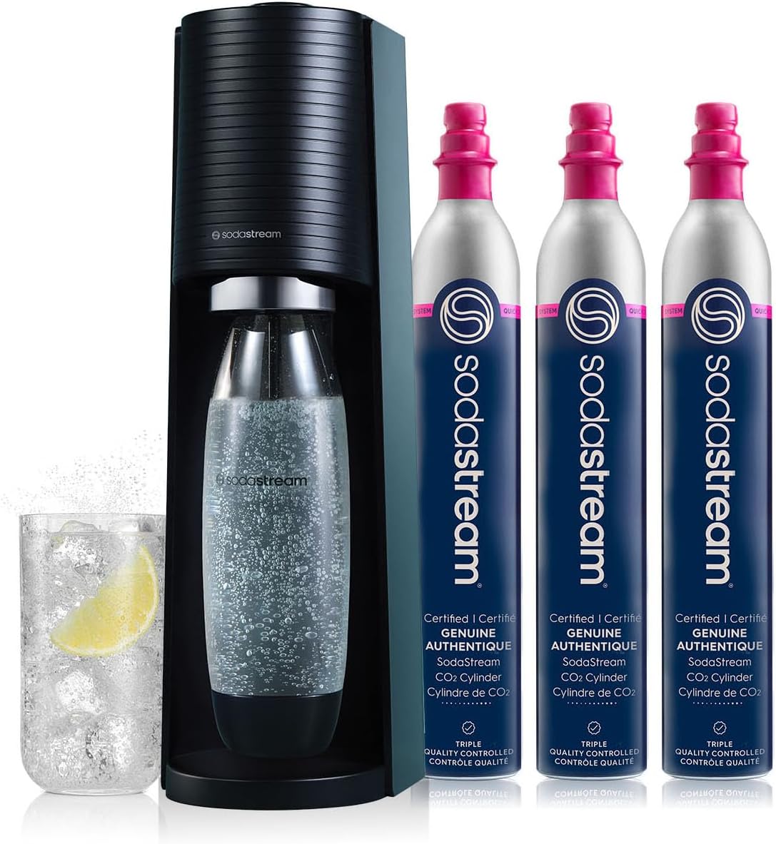 2026 SodaStream Terra Machine à Eau Pétillante Bundle (Noir), avec CO2, Bouteilles Compatibles Lave-Vaisselle et Arômes Bubly Drops
