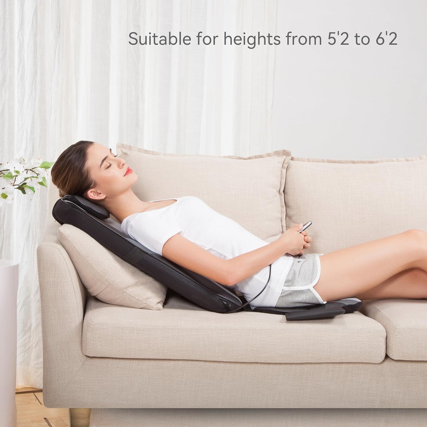 2026 Coussin de Massage Shiatsu Snailax avec Chaleur – Coussin de Fauteuil Massant pour Dos, Massage Kneading pour Maison et Bureau