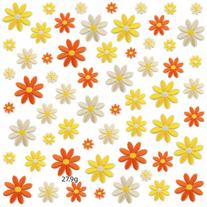daisy flower embroidered patches multicolor floral set iron on