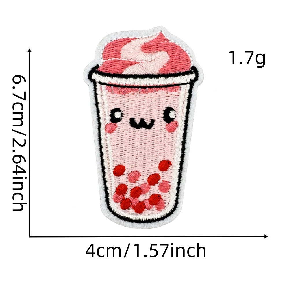 cute food embroidered patches burger boba ice cream iron on