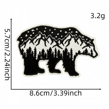 scenic bear embroidered patches nature landscape design iron on