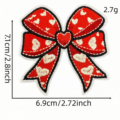 red bow embroidered patches iron on multicolor