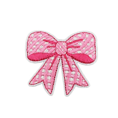 pink bow embroidered patches iron on