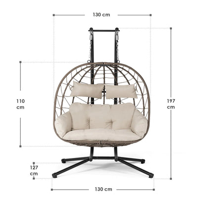 Fauteuil suspendu double en polyrotin Aria 2026
