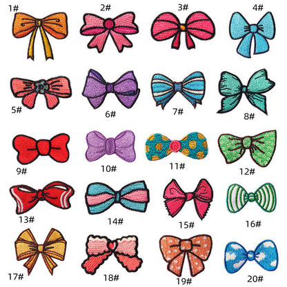 colorful bow tie embroidered patches multicolor design iron on