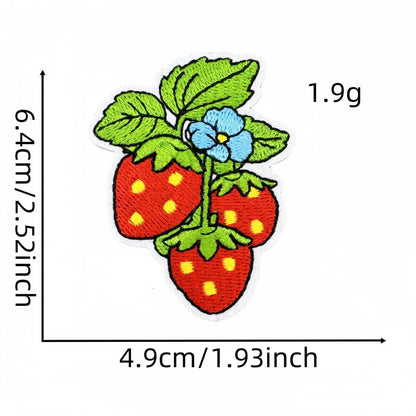 strawberry embroidered patches fruit design set iron on