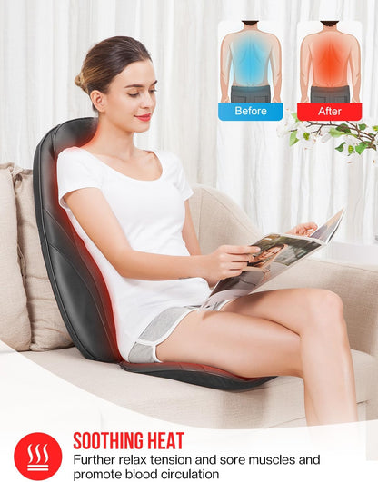 2026 Coussin de Massage Shiatsu Snailax avec Chaleur – Coussin de Fauteuil Massant pour Dos, Massage Kneading pour Maison et Bureau