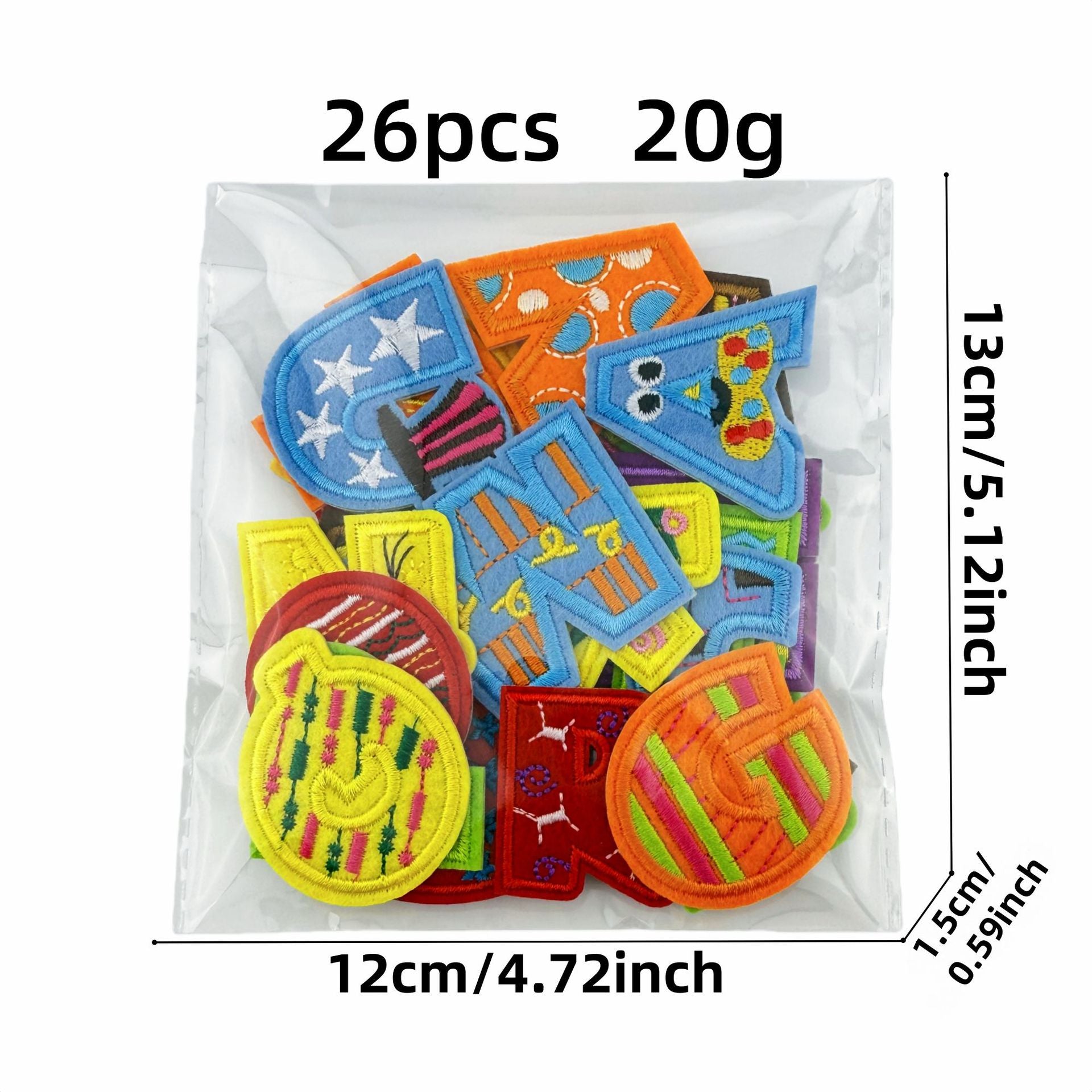 colorful alphabet embroidered patches A to Z letter design iron on