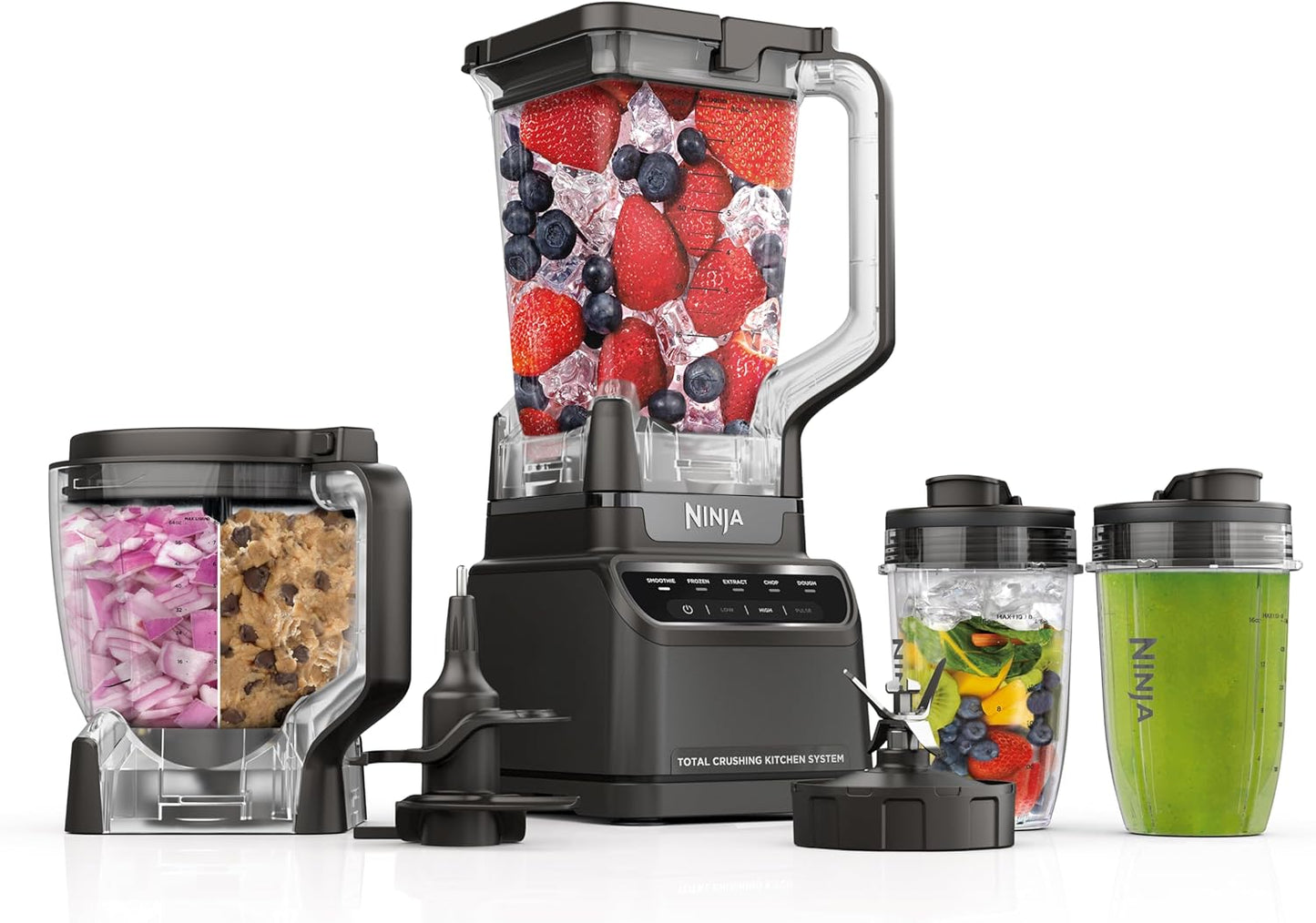 2026 Ninja Mega Kitchen System, 1500W, Blender XL 72 oz et Robot Culinaire 8 Tasses avec (2) Gobelets To-Go 16 oz, Technologie Total Crushing - Smoothies, Glace Pilée, Purées, Pâte & Plus, Noir, BL770