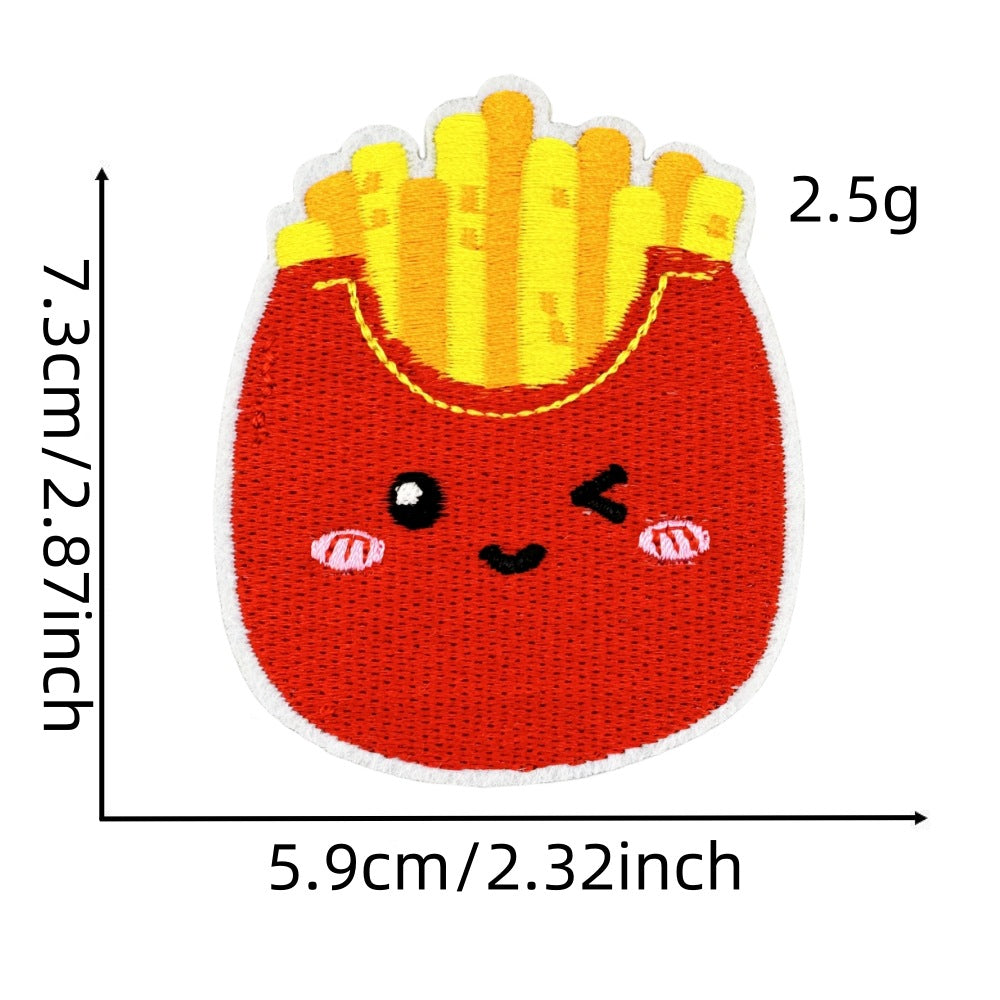 cute food embroidered patches burger boba ice cream iron on