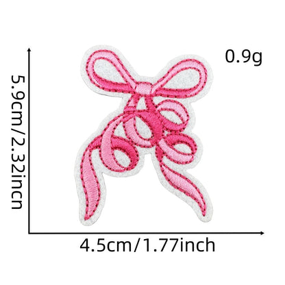 pink bow embroidered patches iron on