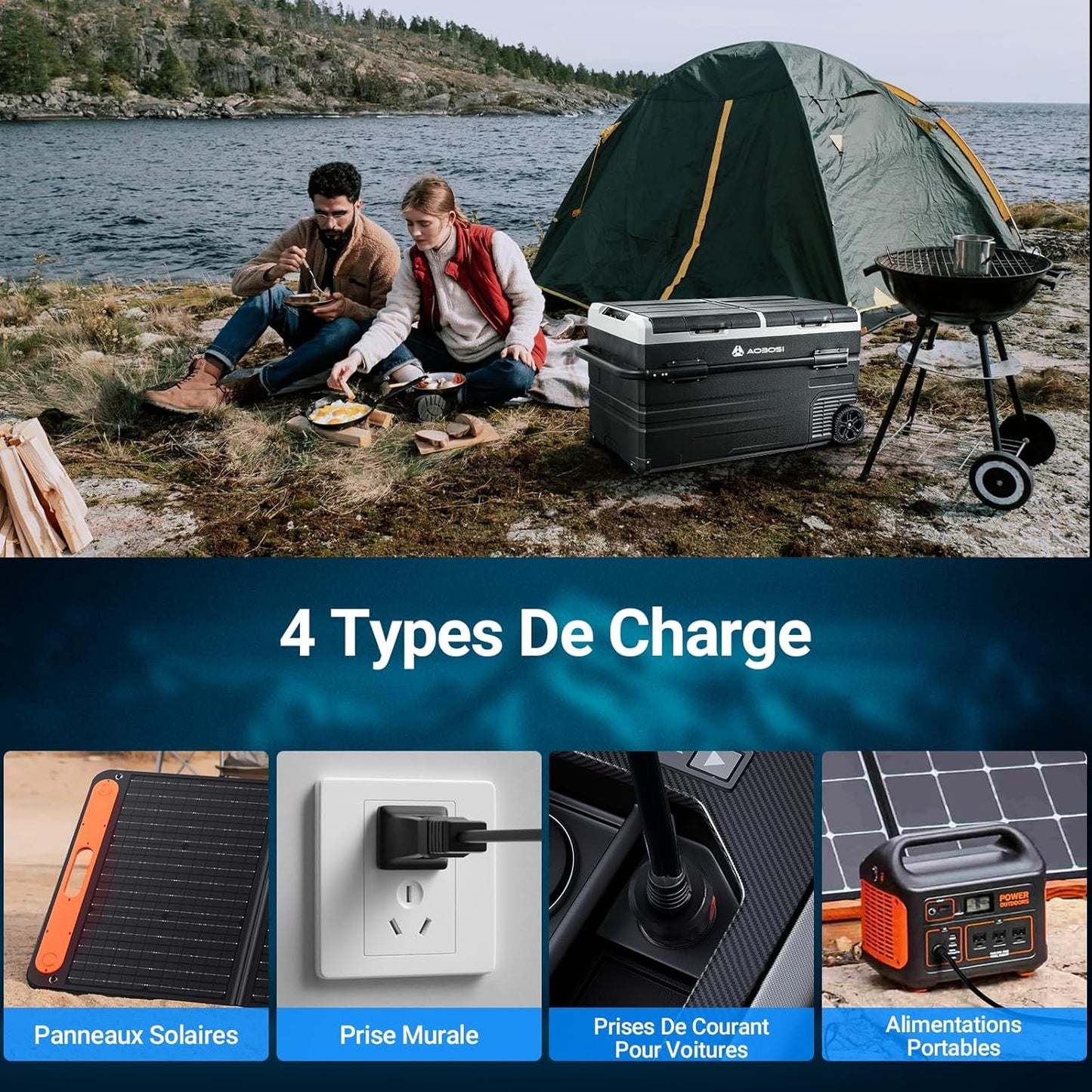 115L Glaciere Electrique Double Zone,Glaciere a Compression WiFi APP,12 V/24 V et 100-240 V Frigo Camping,-20 ℃ à 20 ℃,pour Voiture,Camion,Bateau,Camping,Car,Caravanes,Voyageant,Maison