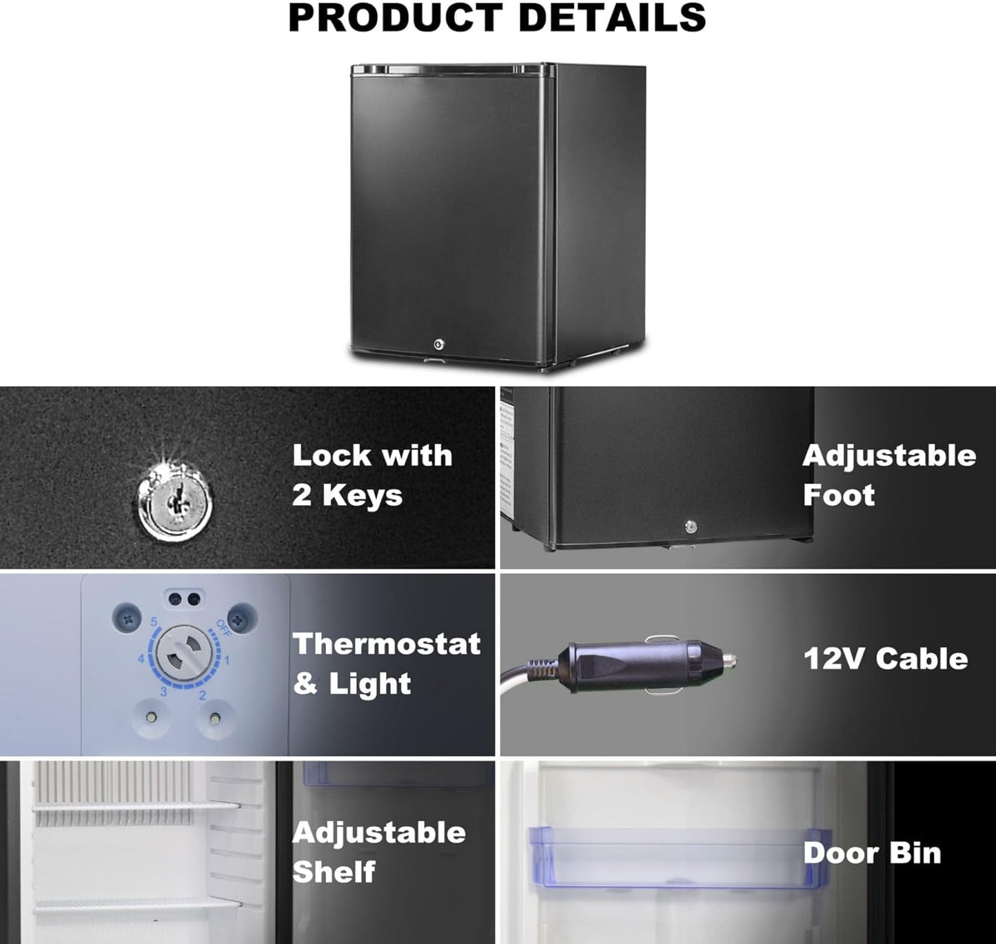 Frigo 12V,Réfrigérateur Camping 12V 220V 40L,Frigo Caravane,Mini Frigo de Chambre,Frigo 12V Camping Car,Réfrigérateur pour Voiture,Van,Fourgon,Bureau,Gîte - Noir -