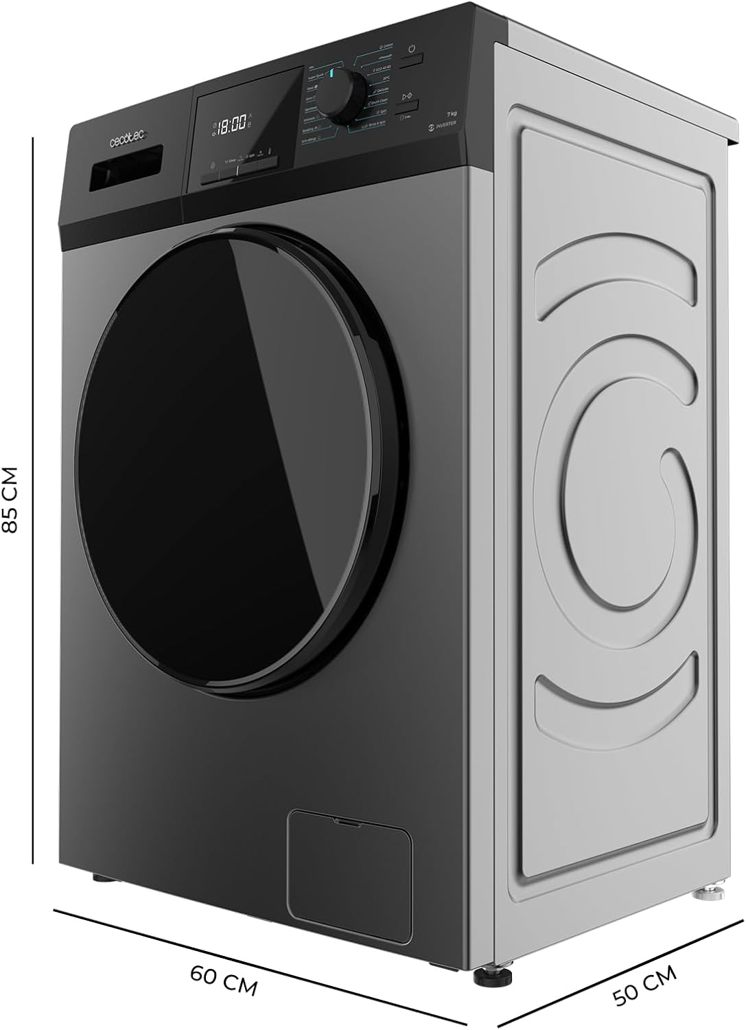 Cecotec Lave-Linge 9Kg Chargement Frontal Bolero Dresscode 9410 Inverter A. 1900W, 1400 tr/min Réglable, 16 Programmes, Faible Consommation d'Énergie, Vapeur, Stérilisation du Linge