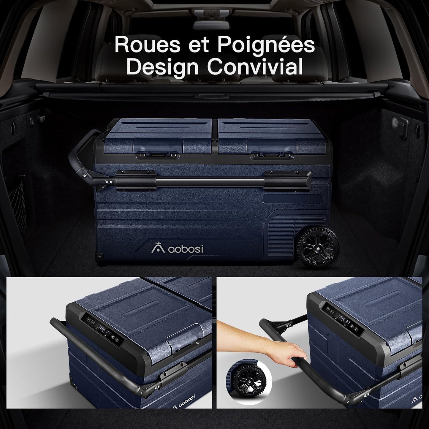 115L Glaciere Electrique Double Zone,Glaciere a Compression WiFi APP,12 V/24 V et 100-240 V Frigo Camping,-20 ℃ à 20 ℃,pour Voiture,Camion,Bateau,Camping,Car,Caravanes,Voyageant,Maison