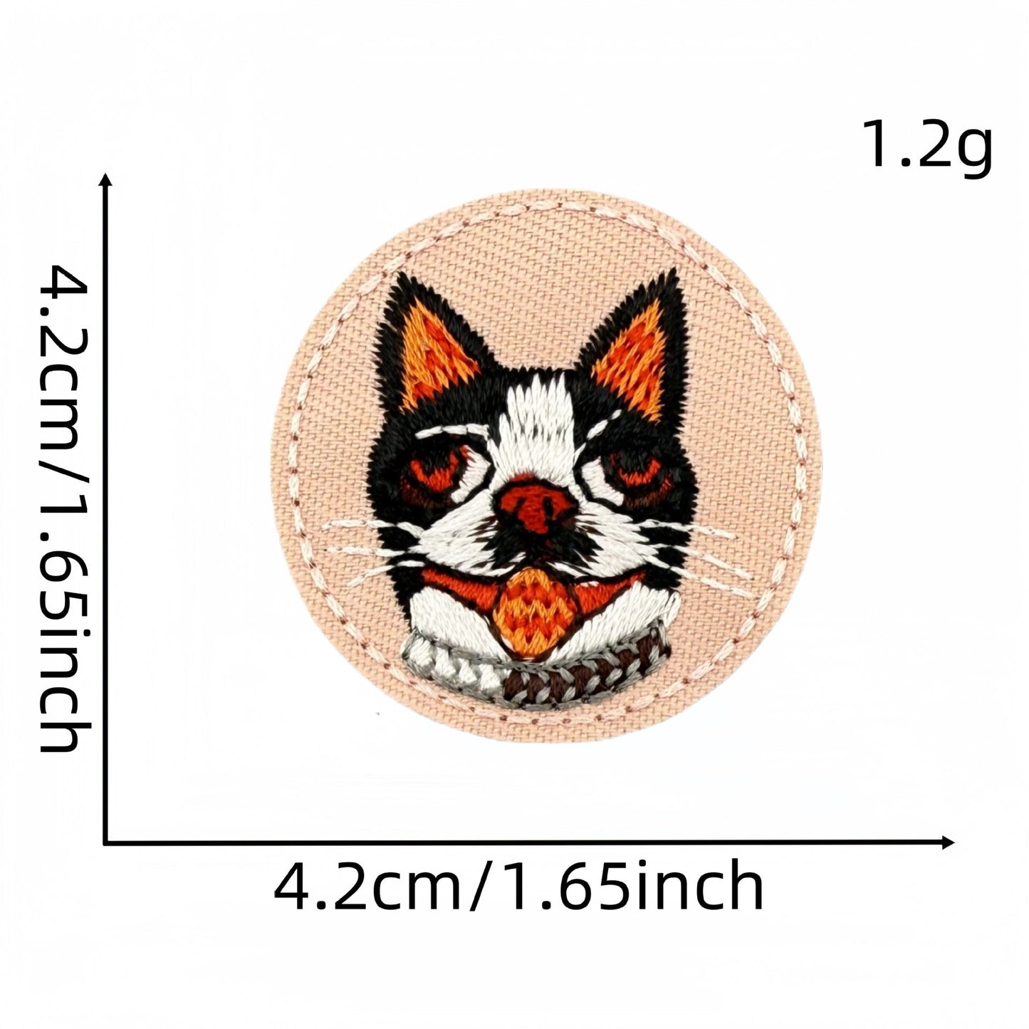 round animal face embroidered patches cat dog fox iron on