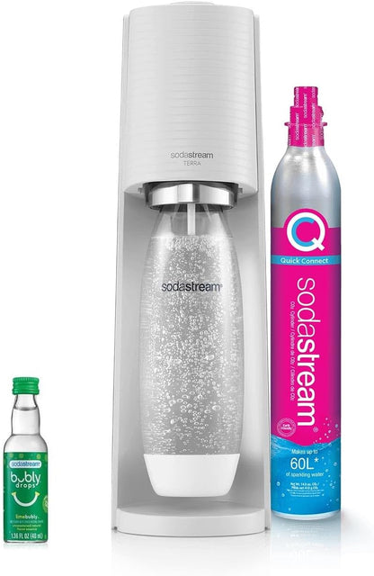 2026 SodaStream Terra Machine à Eau Pétillante Bundle (Noir), avec CO2, Bouteilles Compatibles Lave-Vaisselle et Arômes Bubly Drops